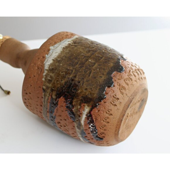 1960's Vintage MCM Drip Glaze Stoneware Lamp // Mid Century Modern 60's Pottery - Picture 6 of 10
